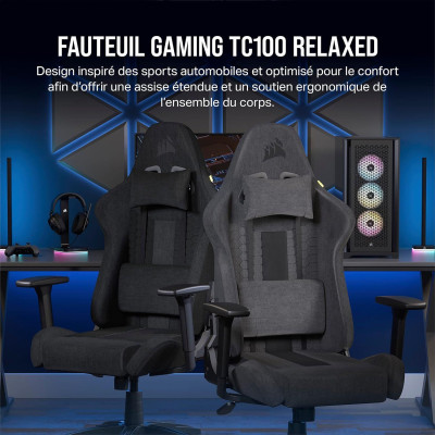 Chaise gaming CORSAIR TC100 RELAXED GAMING - FABRIC - GRIS/NOIR