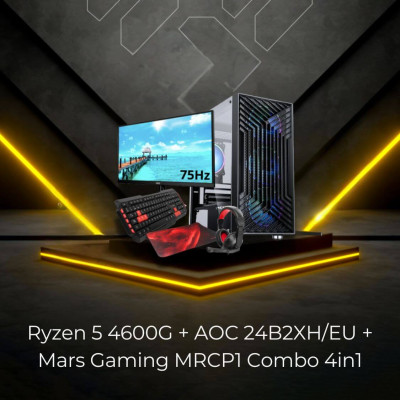 SETUP Gamer Progear Ryzen 5 4600G + AOC 24B2XH/EU + Mars Gaming MRCP1 Combo 4in1