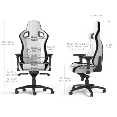 Chaise Gamer Noblechairs EPIC White/Black - Accoudoirs 4D Réglables